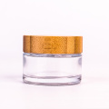 wholesale cosmetic containers face cream  60 clear glass jar with bamboo lid